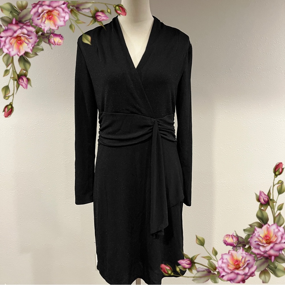 Vintage Elegant Black and sparklyโ Long Sleeve Stretchy Dress